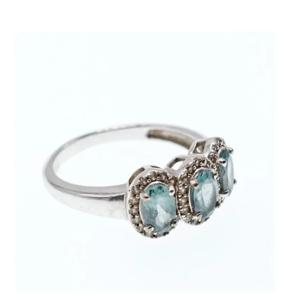 925 Sterling Silver Tourmaline & Quartz Ring Size 7